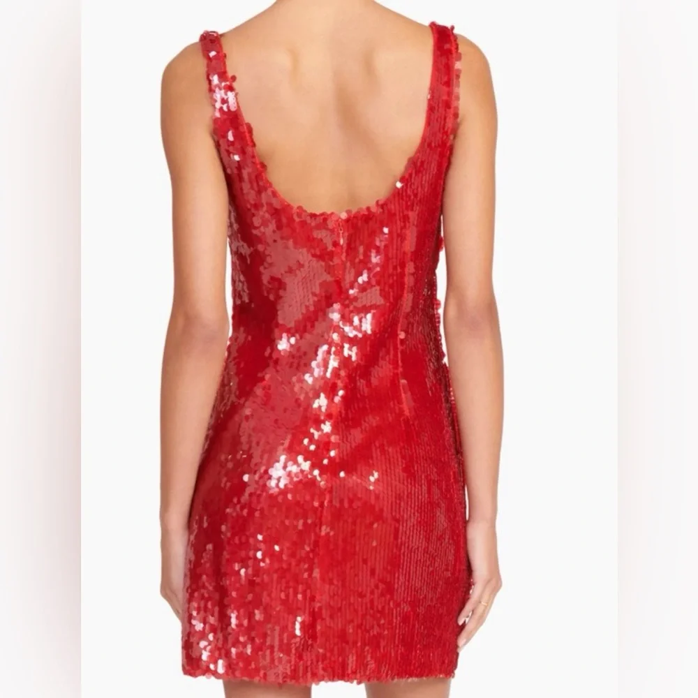 Staud Eclipse Red Sequin Sleeveless Dress - Picture 2 of 7